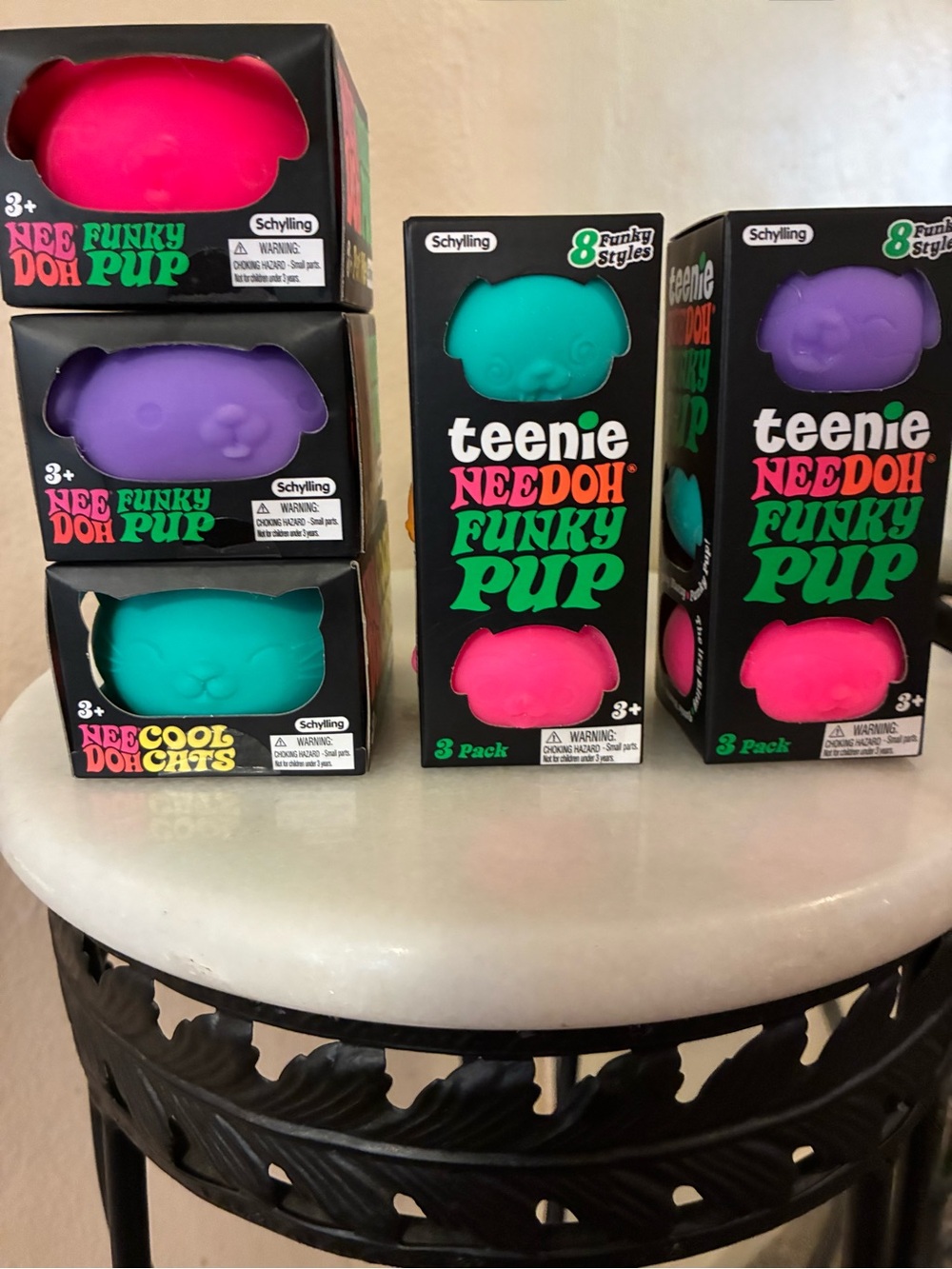 Teenie Needoh Funky Pup & Needoh Cool Cats set of 5 - Purple & Teal & Pink